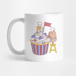 Bubu and Moonch, Guinea pig and Capybara Making Cupcake Mug